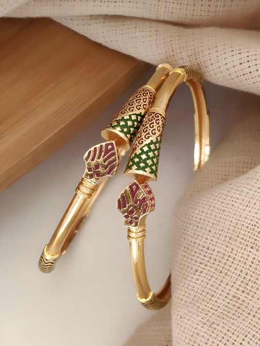 Unique Cone-Shaped Gold-Plated Bangle Set