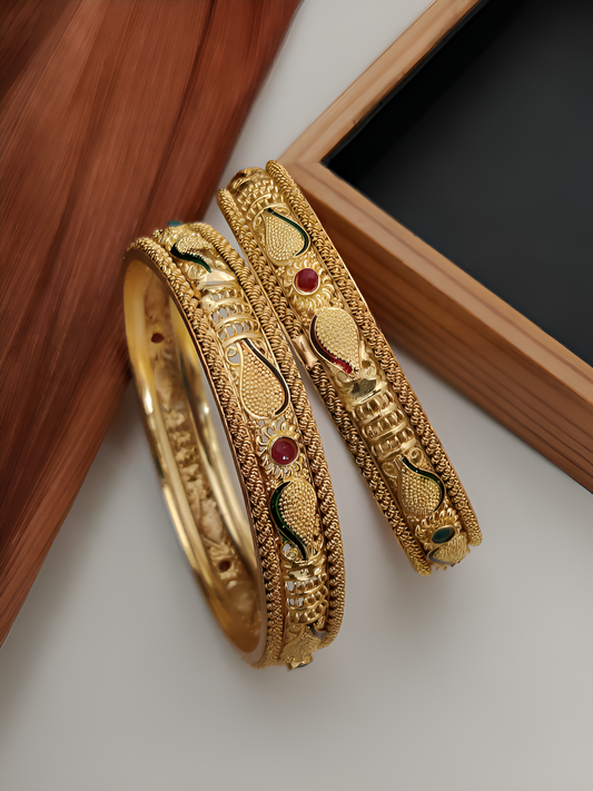 Gujarati Grandeur Gold-Plated Bangle Set