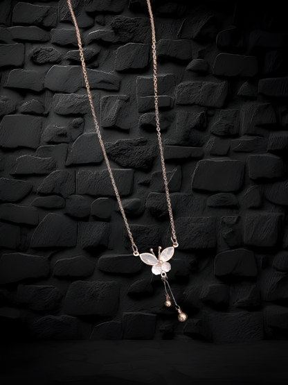 Rose Gold Butterfly Charm Pendant Necklace