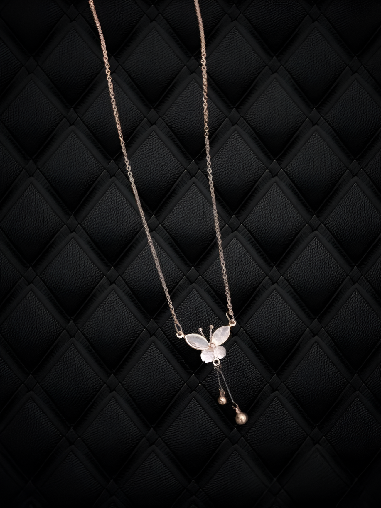 Rose Gold Butterfly Charm Pendant Necklace