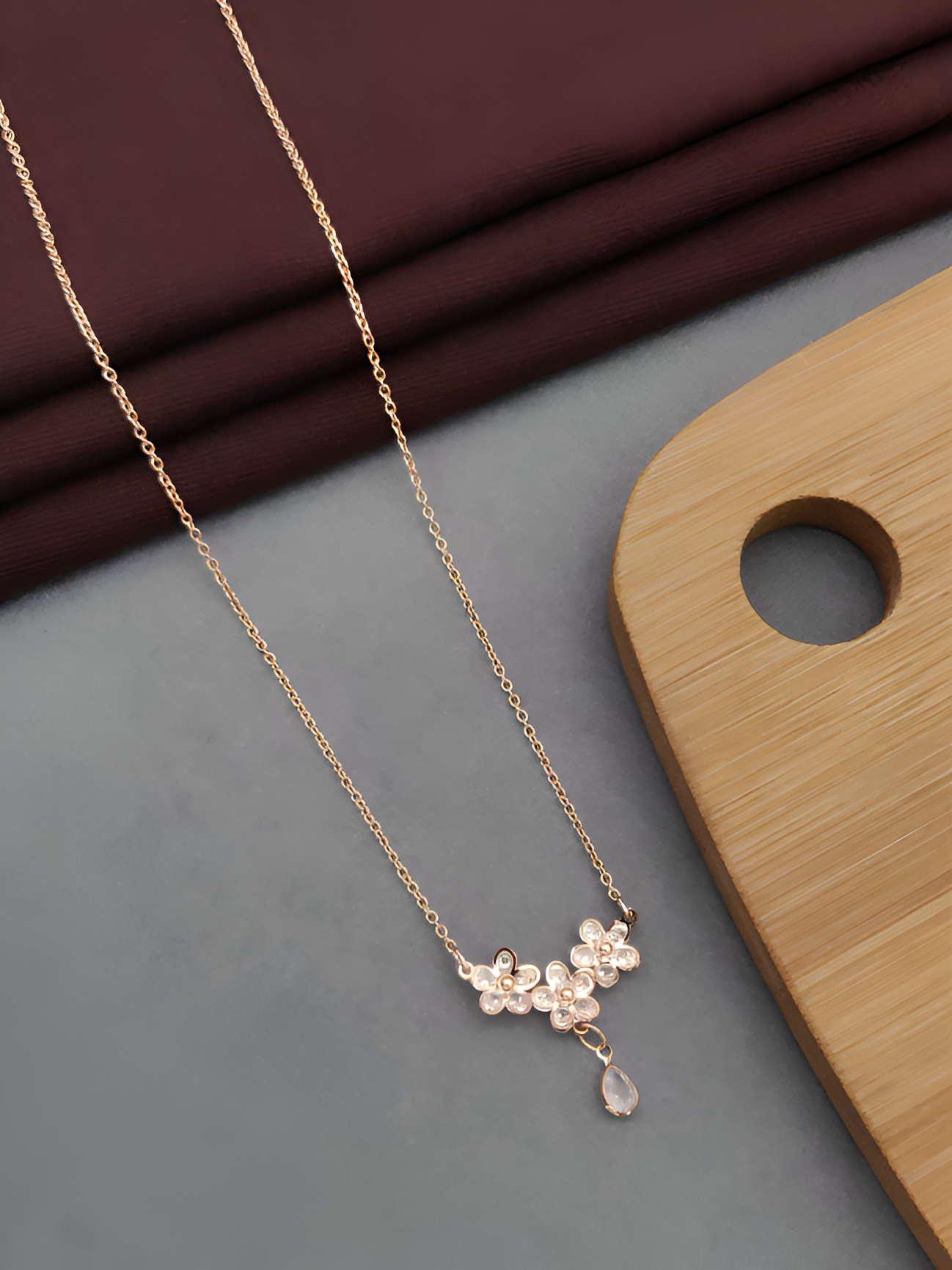 Rose Gold Floral Pendant Necklace