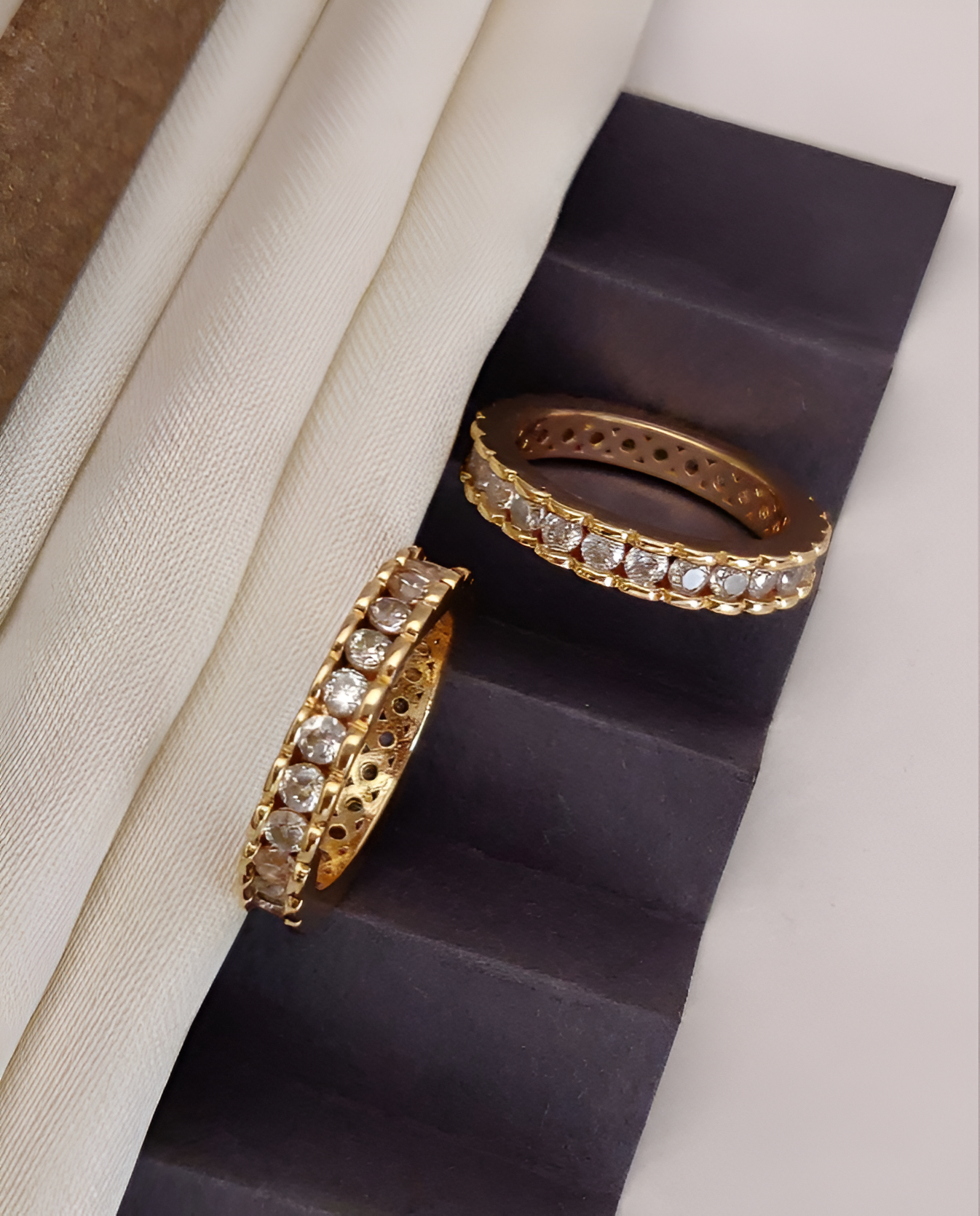 Gold-Plated Cubic Zirconia Band Rings