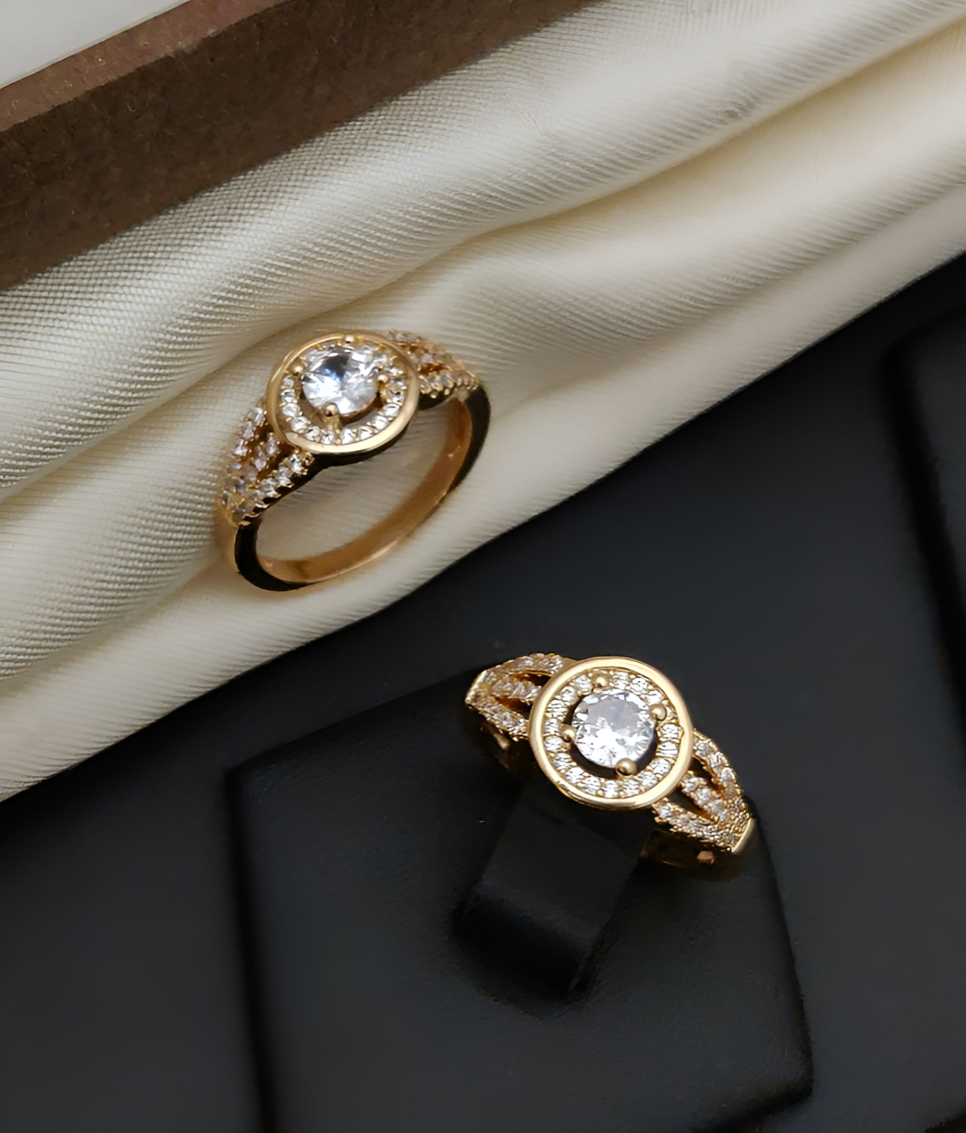 Gold-Plated Halo Ring Set