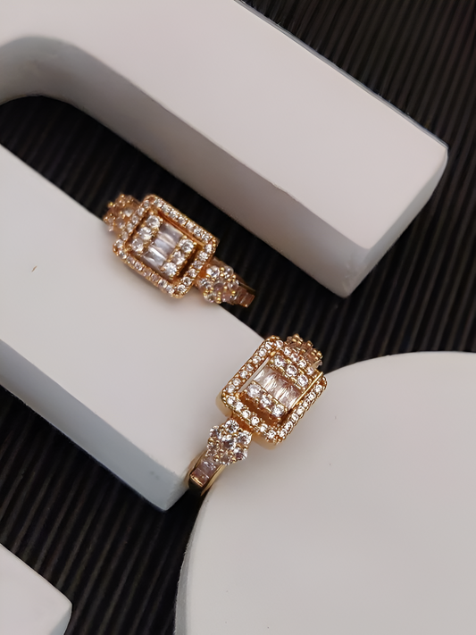 Gold-Plated Rectangular Ring Set